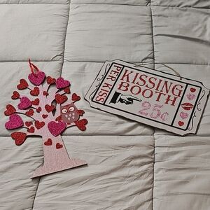 Valentine's Day Heart Tree and Kissing Booth Sign